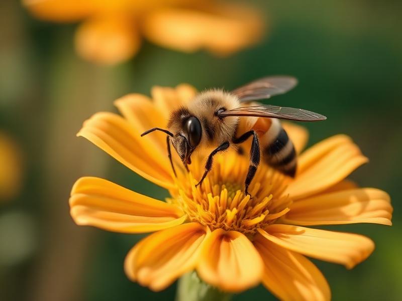 Close-up of honeybee on wildflower representing community connection with nature